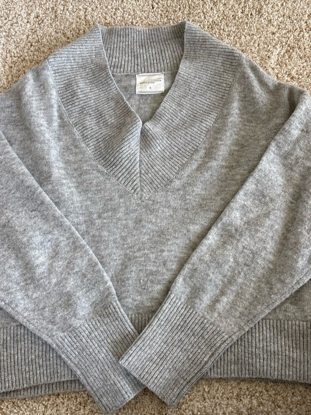 Macy's Light Gray V-Neck Women's Sweater